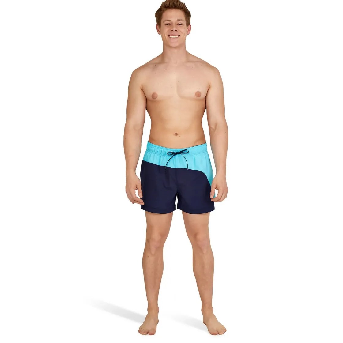 Swim Trunks & Boardshorts-Speedo Colorblock Redondo Edge Volley 14" Navy/Light Blue