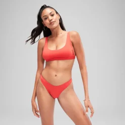 Two Pieces-Speedo Flu3nte Solid Convertible Top Red