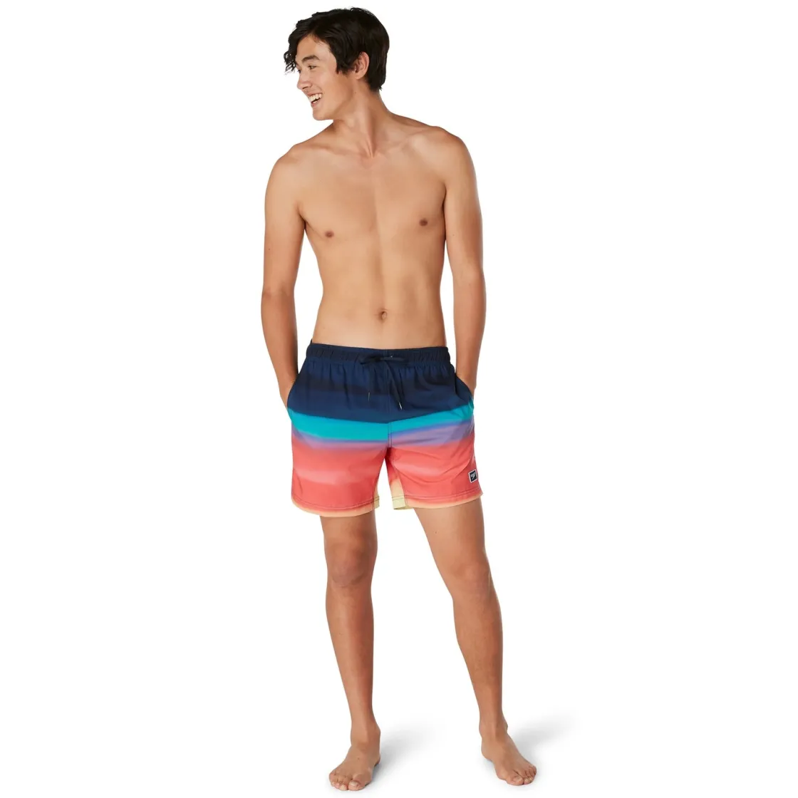 Swim Trunks & Boardshorts-Speedo Printed Redondo Edge Volley 17" Sun Kissed Coral