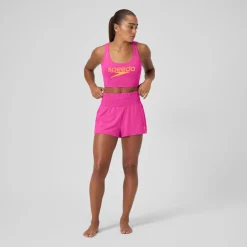 Racing|Fitness-Speedo Regan Collection Solid Logo High Waist Short Flare Pink