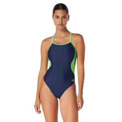 Racing|One Pieces-Speedo Solid Flyback One Piece Navy Green