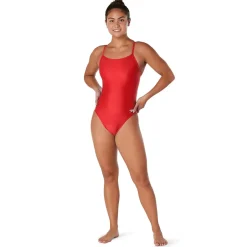Racing|One Pieces-Speedo Solid Flyback One Piece Red
