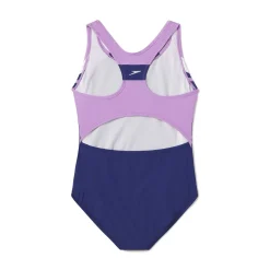 Girls Training|Girls Swimwear-Speedo Solid Racerback One Piece Purple