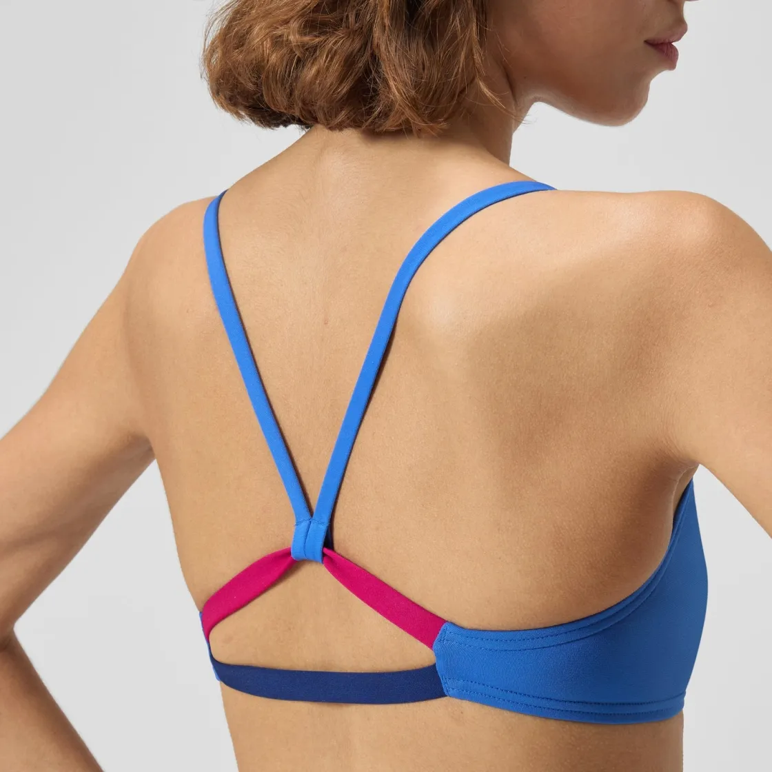 Two Pieces-Speedo Solid Strappy Fixed Back Bikini Top Sevres Blue