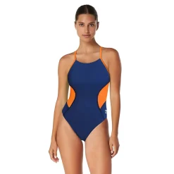 Racing|One Pieces-Speedo Spark Splice Crossback One Piece Orange/Navy